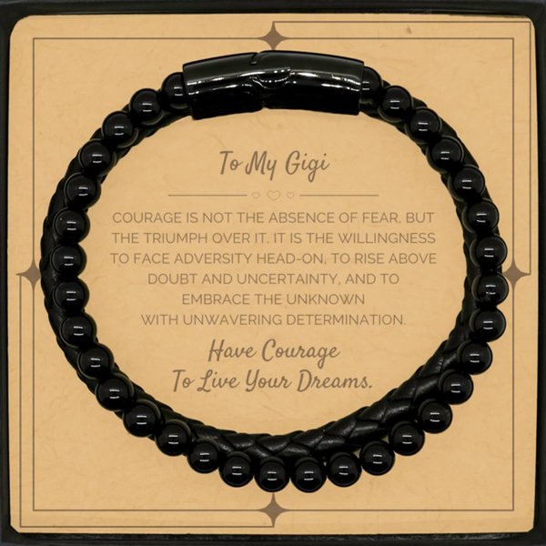 Gigi Gifts, To Gigi, Have Courage To Live Your Dreams Stone Leather Bracelets, Jewelry for Gigi, Gift for Her, Graduation Birthday Christmas Jewelry Gift for Him.