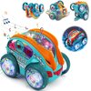 ZRW Speedlite Toy Car,Transparent Luminous Toy Car,Speedlite Dynamic Gear-Powered Car,Bump and Go Toy Cars with Colorful Moving Gears,Suitable for Children Aged 1-3 Years (with Accessories)