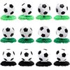 12 Pcs Soccer Honeycomb Centerpieces Sports Themed Table Decorations Sports Tabletop Honeycomb Ornaments for Soccer Themed Birthday Baby Shower Party Supplies Decor