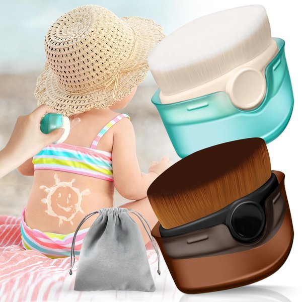 FOFOGANG 2 Pack Sunscreen Applicator for Kids Sunblock Buddy with Protective Caps and Storage Bag Suncream Sun Lotion Brush for Cream Liquid Foundation Powder
