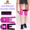 BodyMoves Kid's Knee Brace Support Plus Hot and Cold Ice gel Pack for stabilizing patella meniscus tear ligament injury prevention (SWEET PINK)