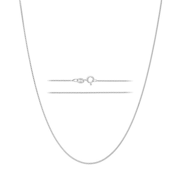 KISPER Sterling Silver Box Chain Necklace – Thin, Dainty, 925 Sterling Silver Jewelry for Women & Men with Spring Ring Clasp – Made in Italy, 18”
