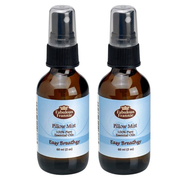Fabulous Frannie Easy Breathzy Essential Oil Pillow or Room Mist A perfect blend of Eucalyptus, Peppermint and Cajeput Pure Essential Oils 2 Ounce (Pack of 2)