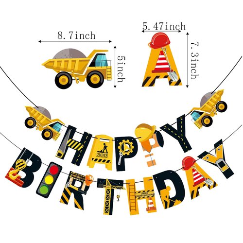 DIADARL Construction Birthday Party Supplies Banner, Construction Happy Birthday Banner Construction Themed Party Supplies for Boys Birthday Baby Shower Engineering Theme Party