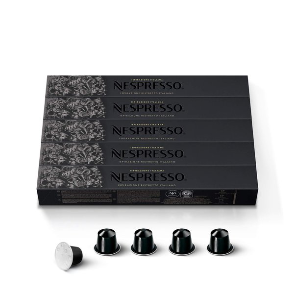 Nespresso Capsules OriginalLine, Ristretto Intenso, Dark Roast Coffee, 50 Count Coffee Pods, Brews 1.35oz