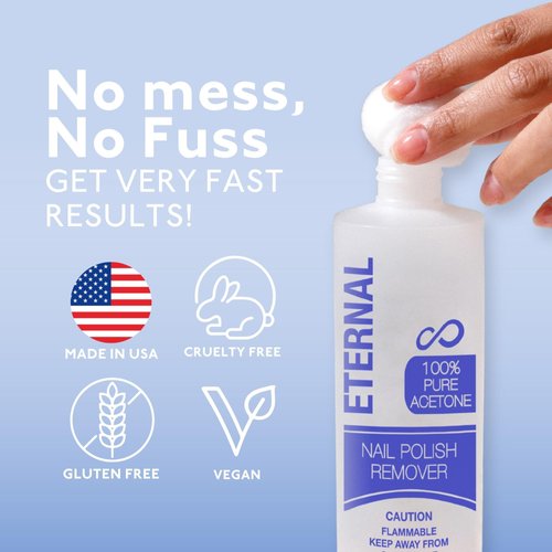 Eternal Gel Polish Remover for Nails - 100% Acetone Nail Polish Remover | Pure Acetone To Remove Acrylic Nails, Natural, Glue, Gel, Acrylic & Dip | Gel Nail Remover - 16 Fl Oz (Pack of 1)