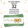 REWIDPARTY Sloth Baby Shower Scratch Off Game Cards（32 PCS） Sloth Baby Games Raffle Cards Wedding Bridal Shower Gift Certificate Scratch Off Cards Family Holiday Games Supplies for Kids Adults