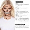 Skull Tattoo Halloween Temporary Face Tattoos for Men and Women, Adult, Skeleton Mouth Tattoo Spider Web Face Sticker 4 Sheets, Horror Zombie Makeup Kit, Scary Halloween Face Decals