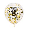 Gold 19th Confetti Latex Balloons, Girls or Boys Happy 19 Years Birthday Party Balloon Decoration With Confetti, 12in, 16 Pack