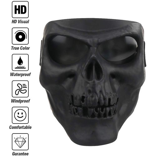 Flantor Motorcycle Goggle Skull Face Mask for Airsoft Paintball Motor Racing Polarized Lens