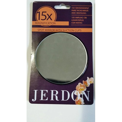 JERDON Black Spot Mirror - 3-Inch Diameter Makeup Mirror with Suction Cups for Wall-Mounting - 15X Magnification - JSC15