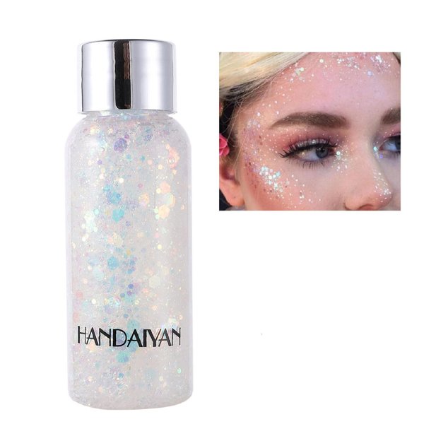 MEICOLY Clear White Body Glitter Face Glitter,Sparkling Chunky Glitter Hair Glitter,Mermaid Face and Body Glitter,Intense Glitter Makeup Glitter Paint,Festival Glitter Gel,Body Glitter for Women