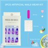 Tyuimhx Purple Marble Texture Press on Nails Medium Almond Fake Nails Glossy False Nails Full Cover Stick on Nails Acrylic Artificial Nails for Women Girls Glue on Nails 24Pcs