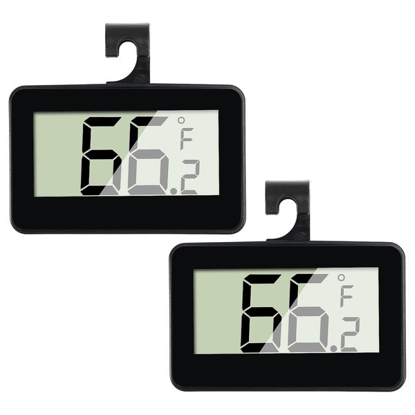 2Pcs Digital Refrigerator Fridge Thermometer Mini Freezer Thermometer Room Thermometer with Hook, Large LCD Display °C/°F Convertible with Hanging Hook for Kitchen,Home,Restaurants