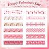 Konsait 12 Rolls Washi Tape Set Valentine Washi Tape Heart Washi Tape Stickers Valentine Decorations Valentines Day Crafts Supplies for Journaling, Scrapbooking, and Wrapping Total 196.9 ft