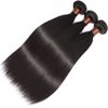 BLACKMOON HAIR Brazilian Virgin Straight Hair 3 Bundles With Three Part Lace Closure Unprocessed Virgin Human Hair Extensions Hair Weave Natural Black Color (20 22 24 +16 Inch Closure)