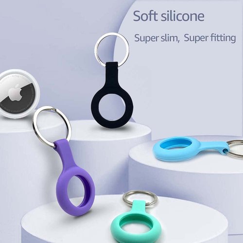 ThingsBag 4 Pack Silicone Case for Airtags with Keychain, Protective Cover for Apple Air tag Key Finder Tracker, Pet Dog Itag Collar Necklace, Airtag Accessories Holder