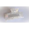 Generic Pearly white iridescent rectangle marbled hair claw clip (Size: 4), 1 Count (Pack of 1)