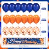 Blue and Orange Birthday Decorations Blue Orange Birthday Banner Yard Sign with 18 Pcs Balloons Orange Birthday Banner Sign Photography Banner Decor for Boys Girls Birthday Anniversary Party Supplies