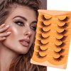 Fox Eye Lashes, Wispy False Eyelashes D Curl Mink Lashes Fluffy False Lashes Natural Look Cat Eye Lashes Strip Pack 7 Pairs