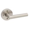 Kwikset Milan Interior Privacy Door Handle with Lock, Door Lever For Bathroom and Bedroom, Satin Nickel Reversible Keyless Push Button Lock Door Lever