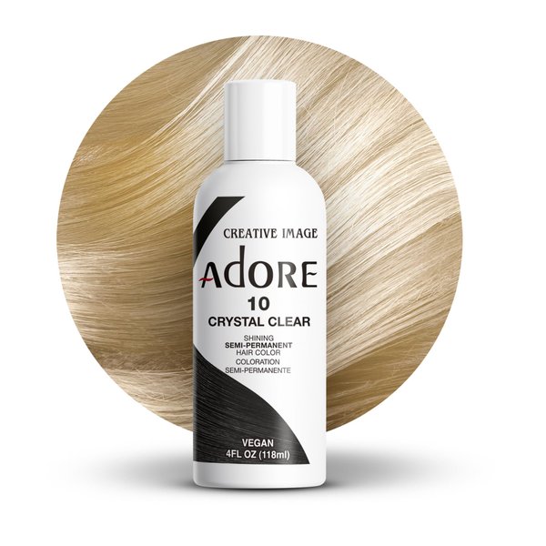 Adore Semi Permanent Hair Color - Vegan and Cruelty-Free Hair Dye - 4 Fl Oz - 010 Crystal Clear (Pack of 1)