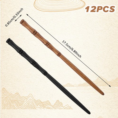 Retro Wooden Hair Sticks,Ymapinc 12pcs Chopsticks for Hair,Sturdy Texture but Light Weight,Bamboo Shape Hair Sticks for Buns,Hair Chopsticks Accessories for Women Girls