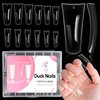 krofaue Extra Long Duck Nail Tips - XXL Clear Duck Nails 120pcs Full Cover Duck Tips 12 Sizes Crystal Duck Feet Style Curved False Nails Wide French Nail Tips Acrylic Nails Design for Y2k Nail Salon