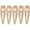5Pcs Rhinestone Snap Hair Clips, Water Drop Crystal Snap Hair Barrettes, Glitter Shining Metal Snap Hair Clips, Glittering Hairpins Headwear Hair Accessories for Girls Women
