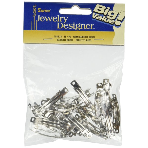 Darice 18-Piece Nickel Barrette, 40mm