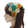 ZLYC Women Cotton Triangle Head Scarf Crochet Hair Bandanas Handmade Kint Turban (Floral Green)