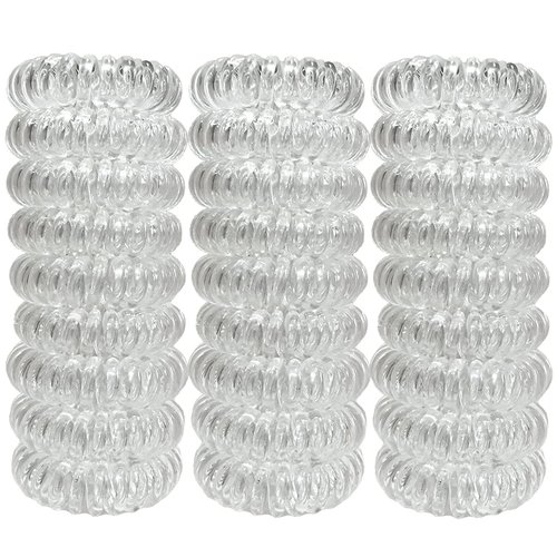 RN BEAUTY 27 Pieces Spiral Hair Ties Phone Cord Hair Ties Waterproof Elastic Traceless Coil Hair Ties Clear Colorless Hair Bands Ponytail Holder Coil Reazana Diam. 1.58inch(4cm) No Crease Hair Coils