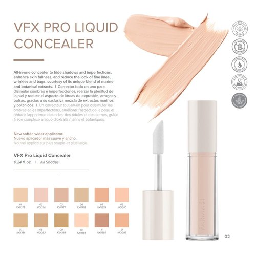 FARMASI Vfx Pro Liquid Concealer Makeup, All-in-one Full Coverage, Highly Pigmented Concealer for All Skin Type, Hide Shadows & Imperfections, Enhance Skin Fullness Foundation Concealer 0,24 Fl Oz N01