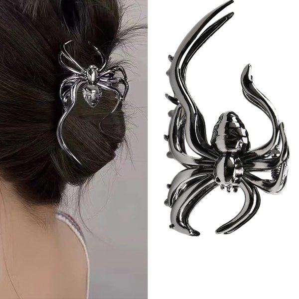 Black Spider Clip Claws for Women Girls Punk Hair Clip Jaw for Teen Girl Strong Hold Spiders Hair Clamp Barrette Fahison Goth Hair Accessories for Women Halloween Costume Decoration Metal Hair Claw