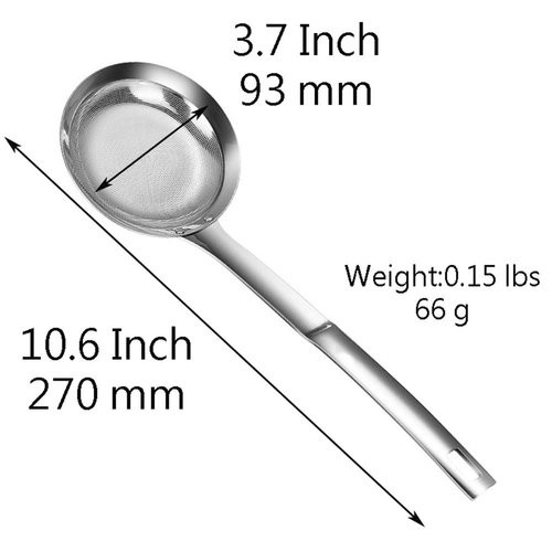 TBWHL Multi-functional Hot Pot Fat Skimmer Spoon - Stainless Steel Fine Mesh Food Strainer for Skimming Grease and Foam DIA 3.7"