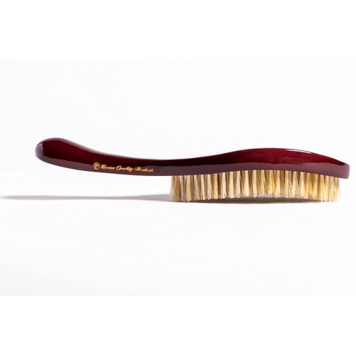 NEW CQP PREMIUM 360 Wave Brush - Royal Burgundy - MEDIUM SOFT - Extra Lux Boar Bristles, Wooden Body, Gold Engraved Logo, Piano Lacquer High Gloss Finish Hairbrush by Crown Quality Products