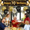 70th Birthday Decorations for Men Women Black and Gold, Black Gold Birthday Yard Banner Sign and 18 PCS 70th Happy Birthday Balloons for 70th Anniversary Birthday Party Supplies Outdoor Yard Decor
