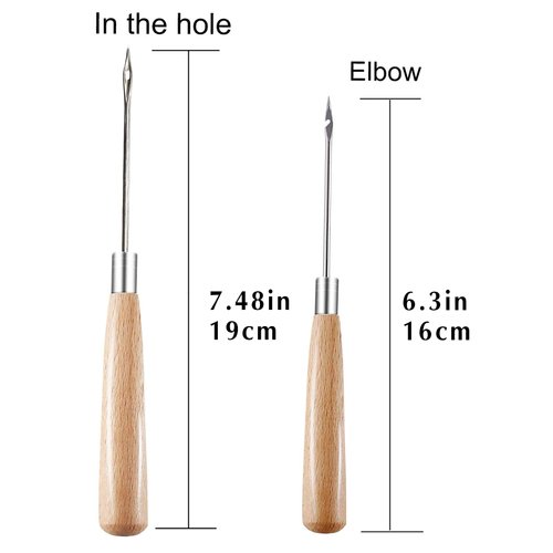 Zxiixz 2 PCS Awl, Leather Sewing Awl with Wood Handle, Hollow, Speedy Stitcher Sewing Awl for DIY Leather Sewing & Stitching