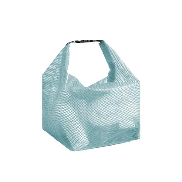 GRINKO Mesh Shower Bag Travel Makeup Pouch for Women Waterproof Toiletry Bag Plastic Make Up Bags for Carry On with Buckle Handle Green