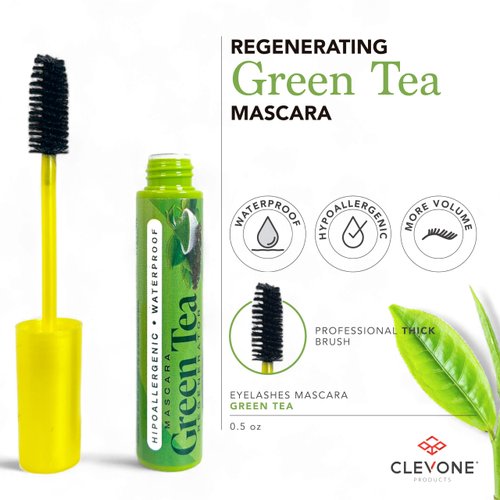 Clevone | Mascara Green Tea | Waterproof | Regenerator | High Volume | 3D Effect