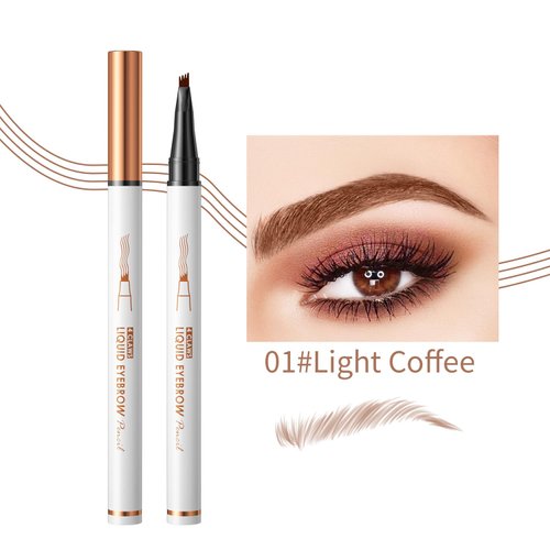 Generic Eyebrow Pencil,3D Microblading Eyebrow Tattoo Pencil 4 Fork Tip,Eye Makeup Long-Lasting Waterproof & Smudge-proof Natural Eyebrow Hair Eyebrow Pencil (1#light coffee)