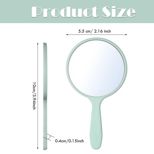 Jetec 25 Pcs Handheld Mirror with Handle Bulk, 3.94" L x 2.17" W, Small Portable Round Mirror for Kids Travel Makeup Classroom Camping Daily Use (White, Pink, Black, Blue, Green)