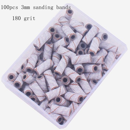 MZCMSL 100pcs Small Nail File Sanding Bands Acrylic Nails Gel Removing (180 Grit)