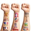104PCS French Paris France Temporary Tattoos Stickers Happy Bastille Day Birthday Party Decorations Favors Supplies Eiffel Tower Tattoo Sticker Gifts For Boys Girls School Prizes Carnival Christmas