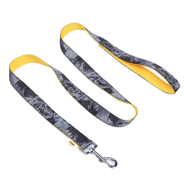 DC Comics Vintage Batman Collection 6 Foot Dog Leash (72 inch) | Cute Yellow and Black Dog Leash Easily Attaches to Any Dog Collar or Harness | 6 Ft Dog Leash Batman Design