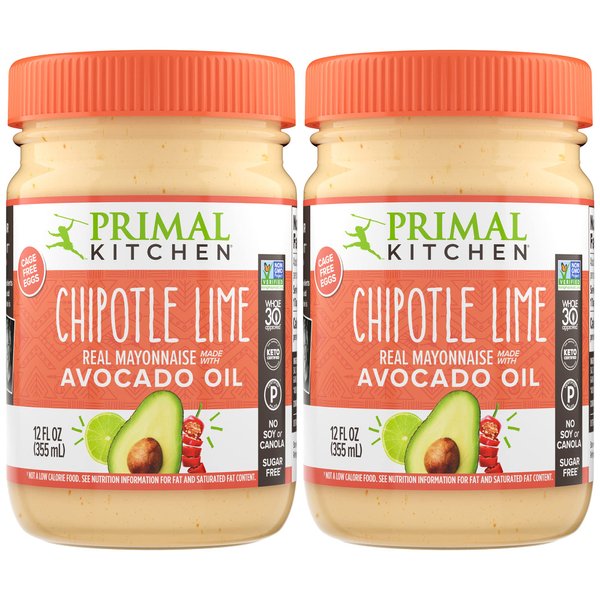 Primal Kitchen - Chipotle Lime Avocado Oil Mayo, Gluten and Dairy Free, Whole30 and Paleo Approved, 12 Fl Oz (Pack of 2)