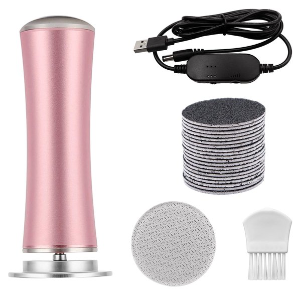 Electric Callus Remover, ELEVEN EVER Foot File Pedicure Tool(Speed Adjustable) with Recyclable Glass Grinder and 20pcs Replacement Sandpaper Disk for Men Women Dead Dry Crack Skin Calluses Pink