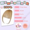 Clip in Bangs 100% Real Human Hair Bangs Hair Clip Deep Blonde Wispy Fake Bangs,Clip on Bangs for Women Faux Bangs Clip in Hair extensions/Pieces with Hair Roller