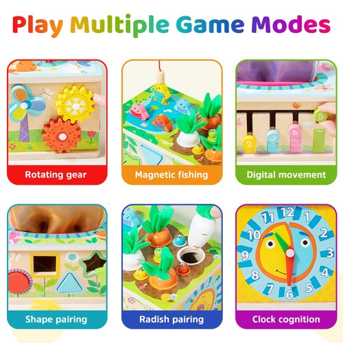 Mummed Montessori Baby Wooden Tissue Box Toy 6-in-1 Sensory Tissue Box Toy for Babies 6-12 Months Developmental Toys for Babies, Gift for Babies 6-12 Months