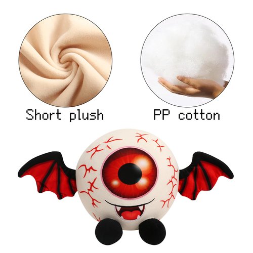 yohica Christmas Halloween Eyeball Plush Toy,9" Christmas Scary Eyeball Stuffed Animals with Bat Wings,Eyeball Plushies Gift for Kids Christmas Party Decoration